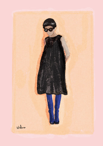 Black dress beauty  illustration BS0024